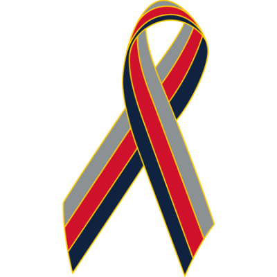 Gray/Red/Dark Blue Awareness Ribbon Lapel Pin