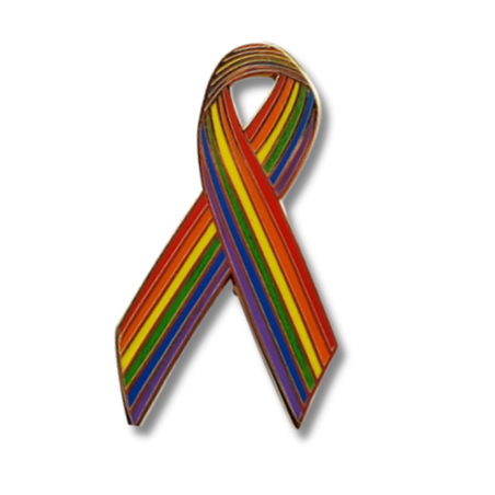 Rainbow Awareness Ribbon Lapel Pins (NP)