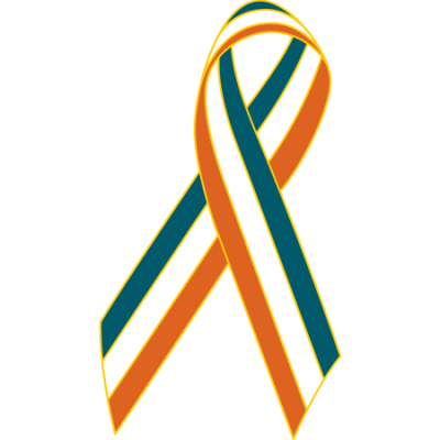 Aqua/White/Orange Awareness Ribbon Lapel Pin