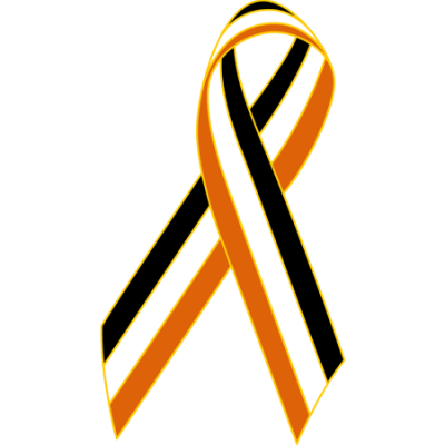 Black/White/Light Orange Awareness Ribbon Lapel Pin
