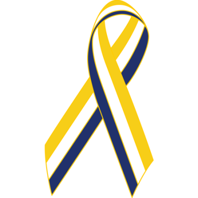 Gold/White/Navy Awareness Ribbon Lapel Pin