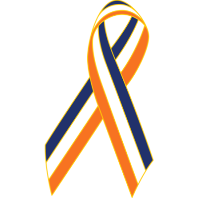 Navy/White/Light Orange Awareness Ribbon Lapel Pin