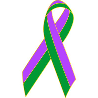 Purple/Green Awareness Ribbon Lapel Pin